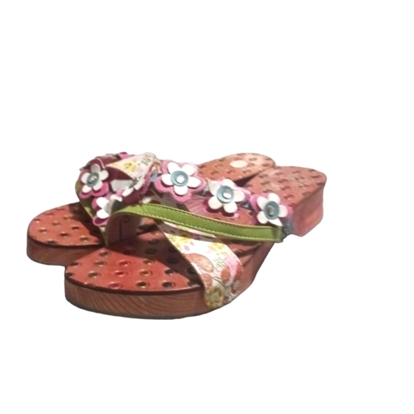 Oilily European Wooden Sandal Slip On Open Toe Shoe Size 6 - Picture 8 of 8